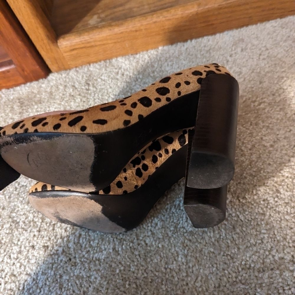Tory Burch cowhair leopard print chunky heel stilleto sz 7 euc - Picture 7 of 9